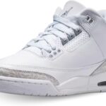 Air Jordan 3 Retro Big Shoes White/Metallic Silver-White