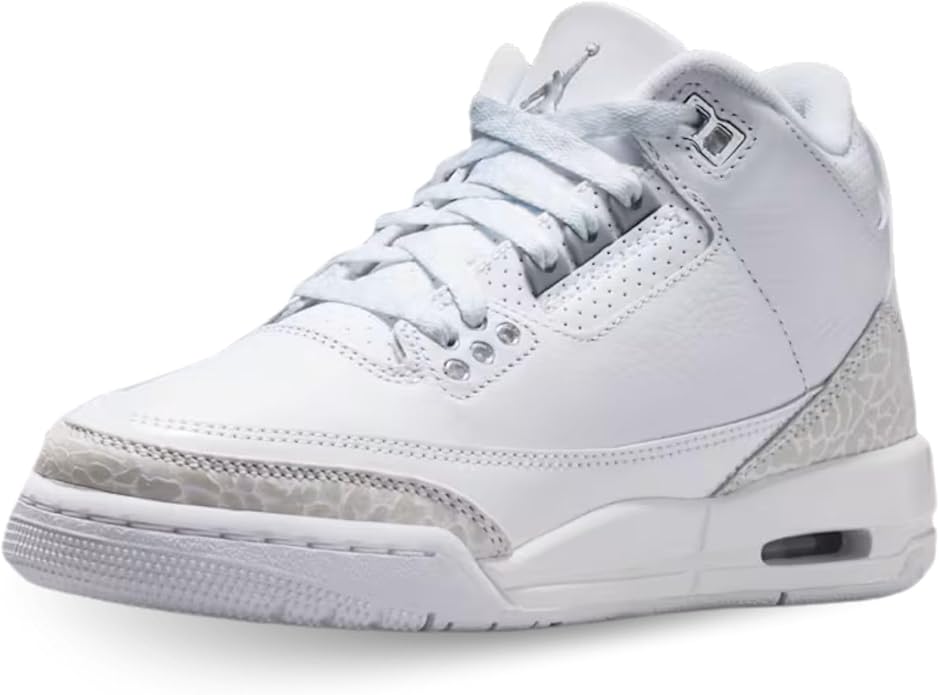 616CD3D1TSL._AC_SY695_13 Air Jordan 3 Retro Big Shoes White/Metallic Silver-White - Image 1
