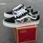 Turquoise Native American Inspired Tribal Pattern on Vans Old Skool Shoes Southwest Pattern Customized Sneakers