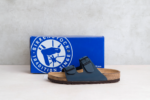 Blue suede birkenstock sandals