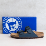 Blue suede birkenstock sandals