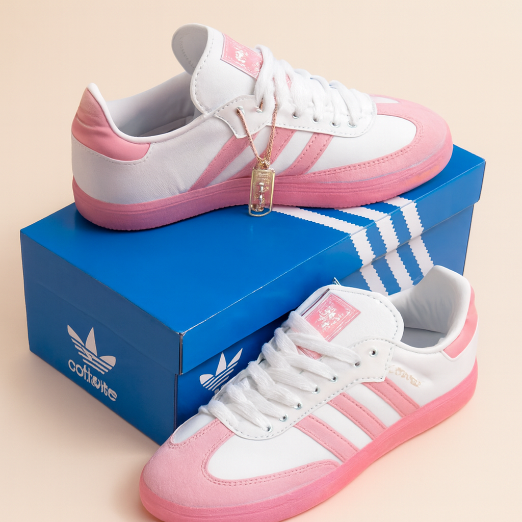 g1 Adidas Samba Sneakers (White/Pink) - Image 1