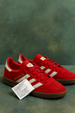 Adidas Spezial Sneakers Red Suede Uppers with White Leather Stripes - Image 2