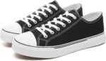 yageyan Men Canvas Low top Shoes Classic Casual Sneakers Black and White Fashion Shoes