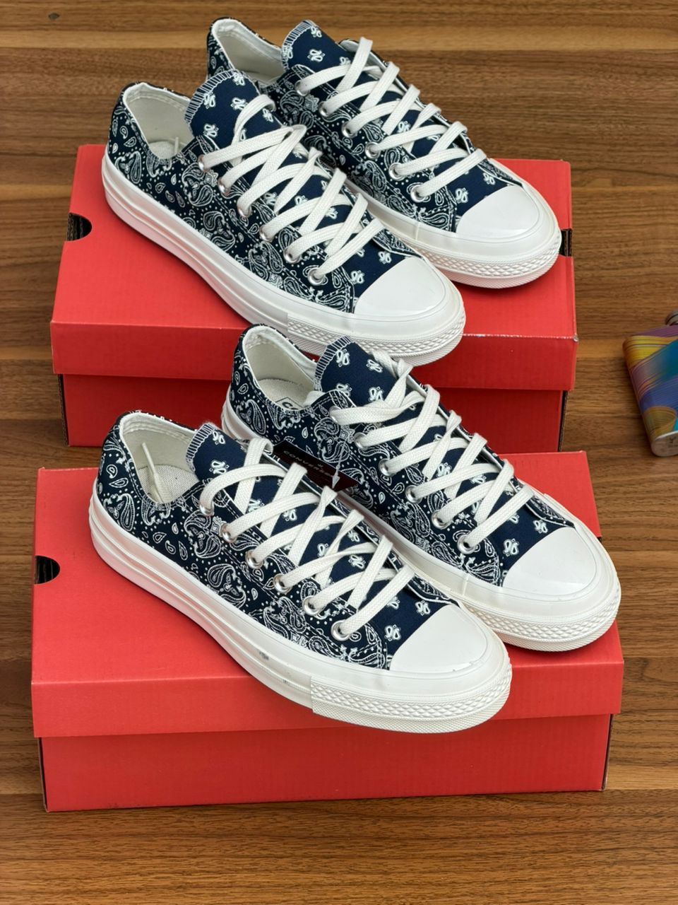 t1 Patterned Low-Top Canvas Sneakers - Image 1