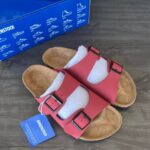 Red Double-Strap Buckle Sandals