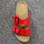 Red Double-Strap Buckle Sandals - Image 2