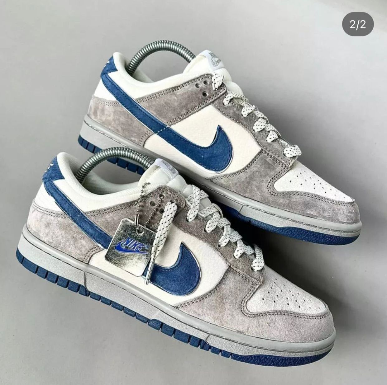 a1 Nike Dunk Low – White/Grey/Blue Colorway - Image 1